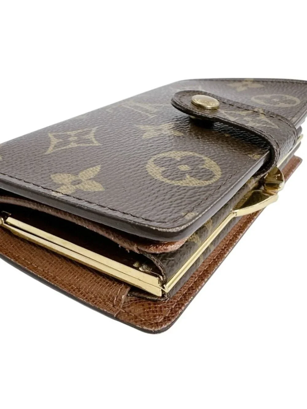 Louis Vuitton Monogram Kiss Lock Wallet with Card Pocket Porte Monet Biet